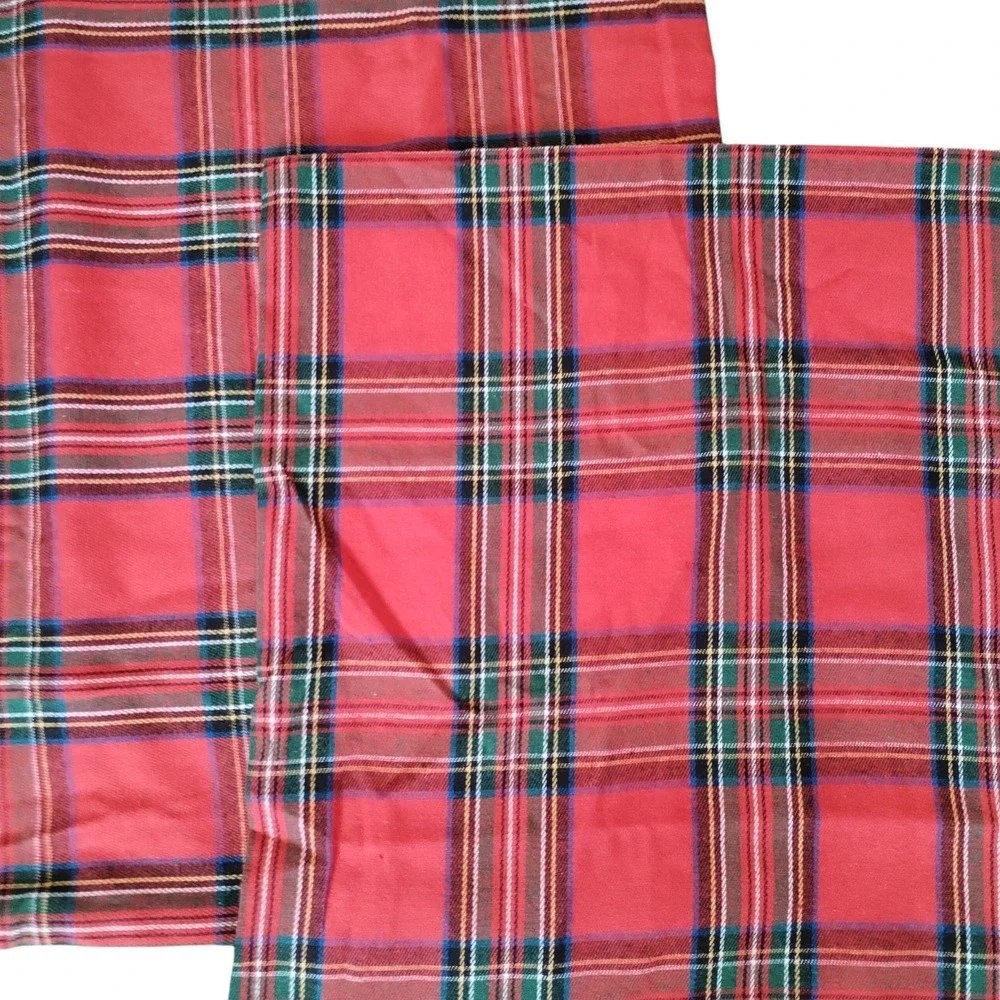 Set of 2 Red Royal Stewart Tartan Plaid Pillowcases‎ Standard Queen Christmas